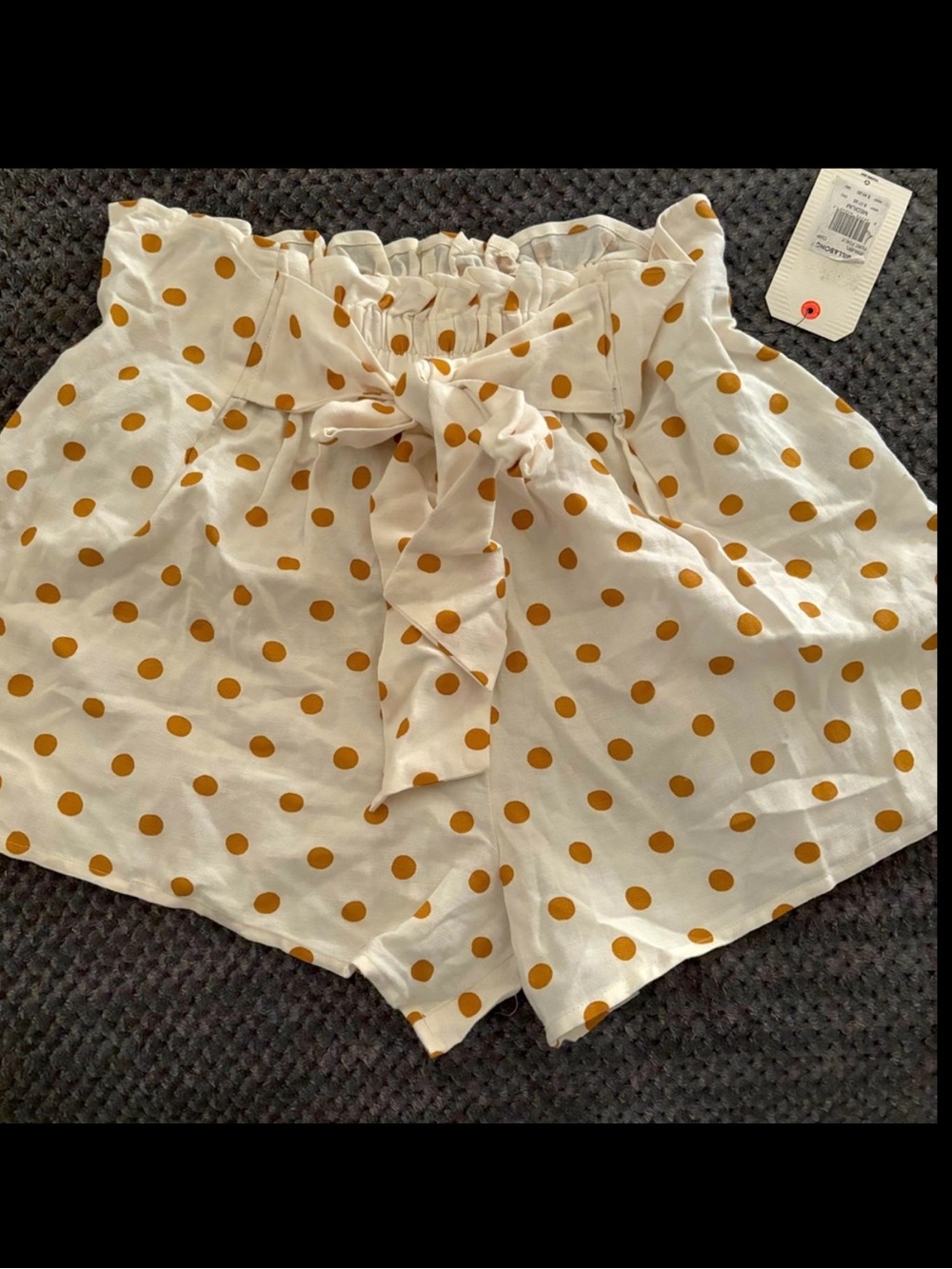 Billabong Cream Short shorts with Mustard Polka Dots medium